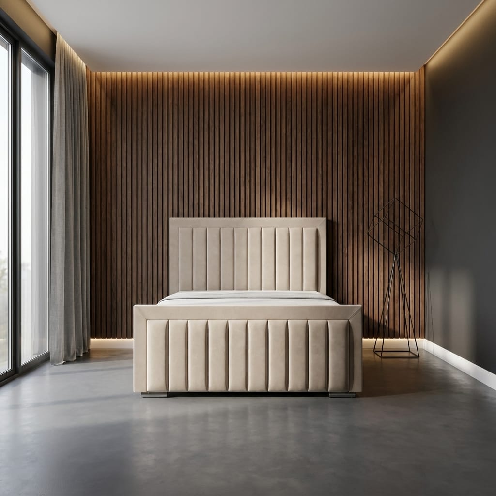 Hilton Panel — luxury upholstered bed for sale in the UK, cash on delivery