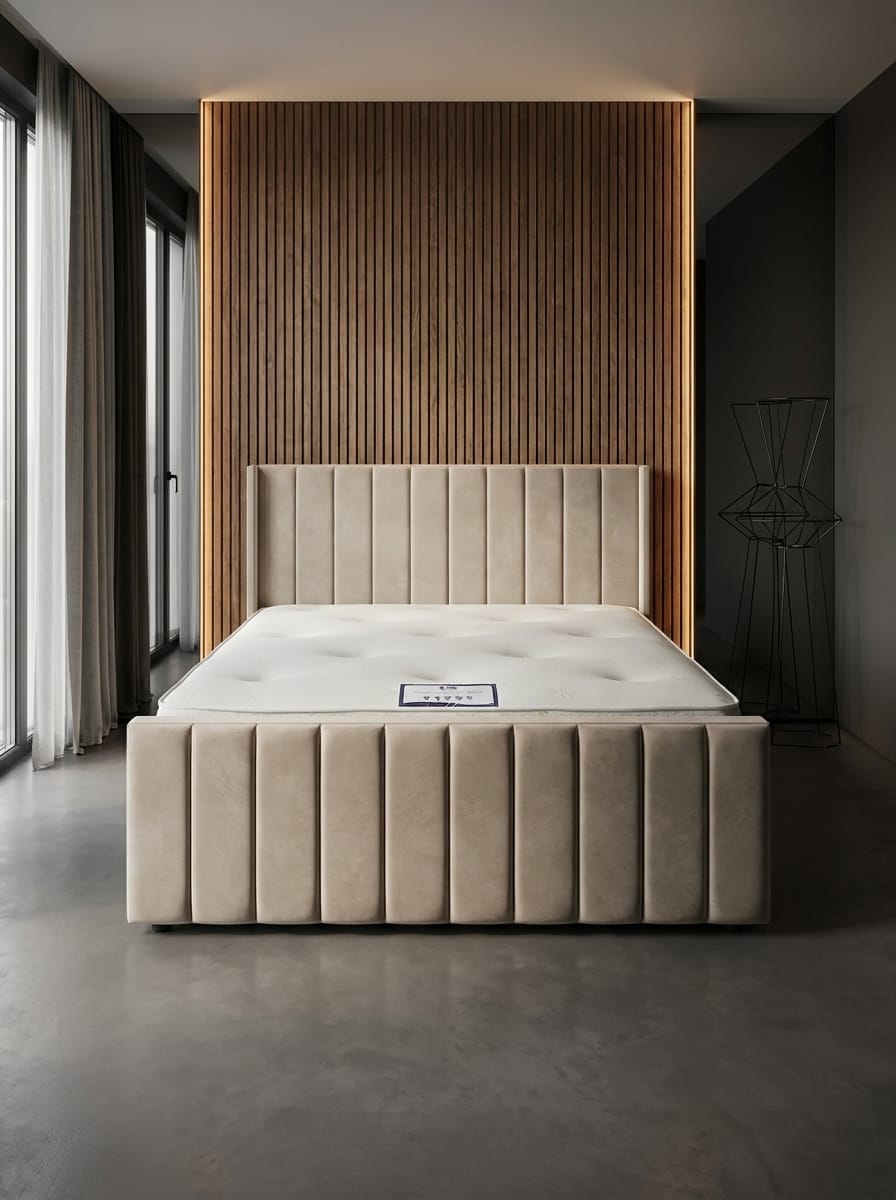 Panel Wingback — luxury upholstered bed for sale in the UK, cash on delivery